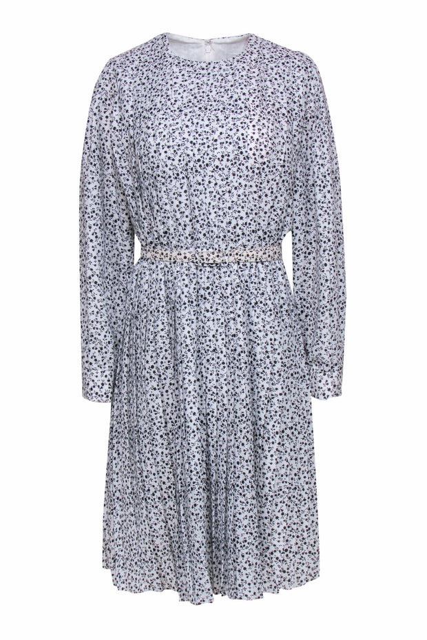 Current Boutique-Mikael Aghal - White & Black Floral Print Accordion Pleat Dress Sz 8