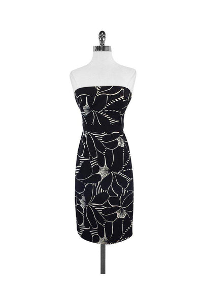 Current Boutique-Milly - Black & White Silk Strapless Dress Sz 2
