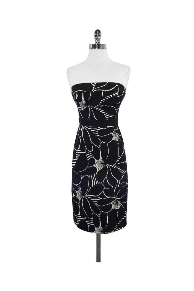 Current Boutique-Milly - Black & White Silk Strapless Dress Sz 2