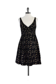 Current Boutique-Milly - Black Tan & Grey Abstract Geo Print Dress Sz 6
