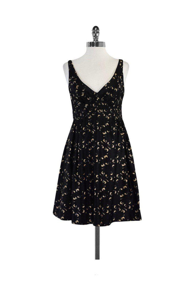 Current Boutique-Milly - Black Tan & Grey Abstract Geo Print Dress Sz 6