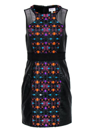 Current Boutique-Milly - Multicolored Tweed Paneled Dress w/ Leather & Mesh Sz 6