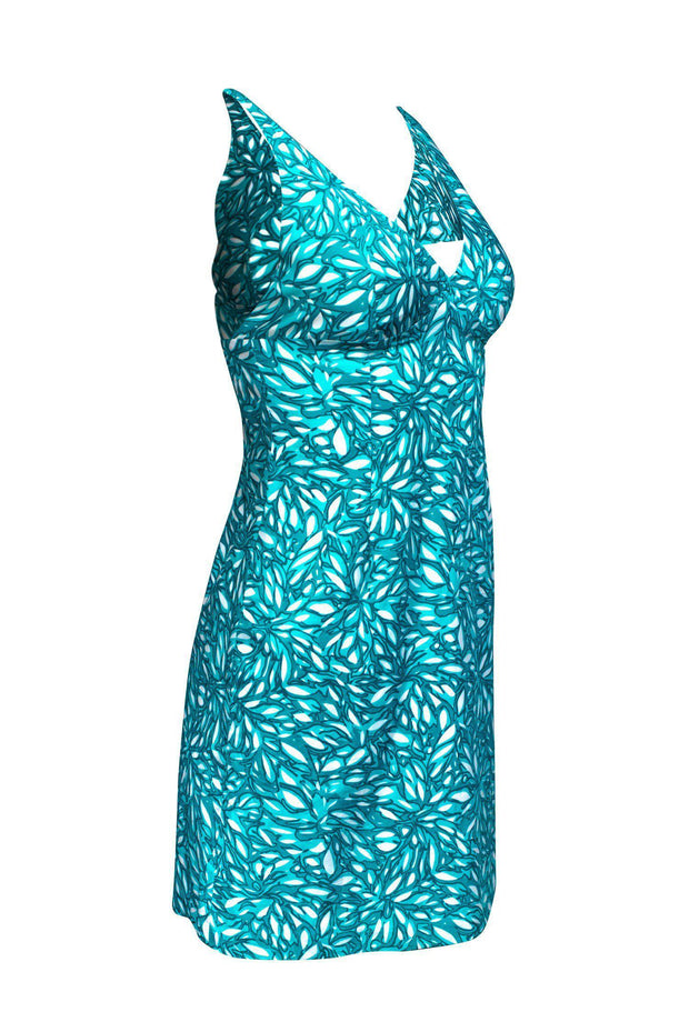 Current Boutique-Milly - Green Floral Sheath Dress Sz 2