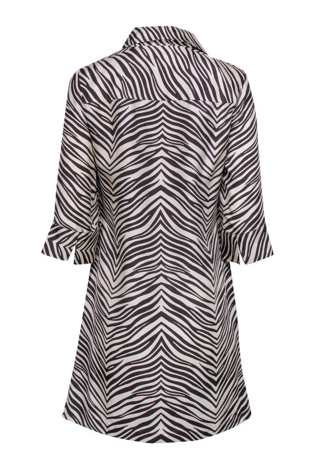 Current Boutique-Milly - Zebra Print Button-Down Silk Shirt Dress Sz 4