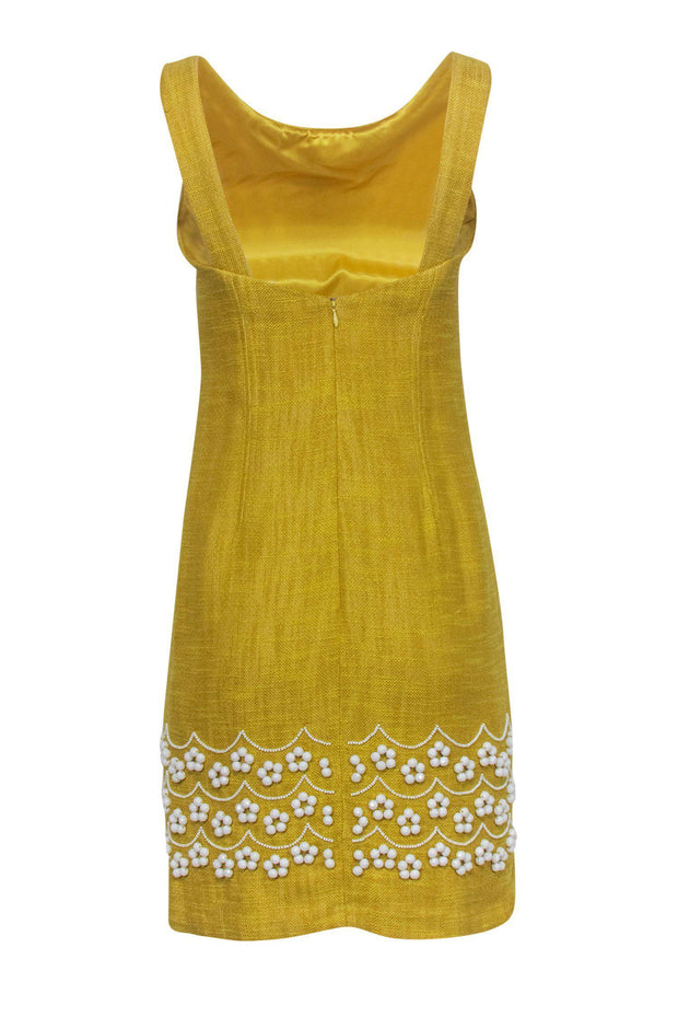 Current Boutique-Milly - Yellow Linen & Cotton Beaded Dress Sz 4