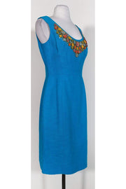 Current Boutique-Milly - Bright Blue Beaded Neckline Dress Sz 6