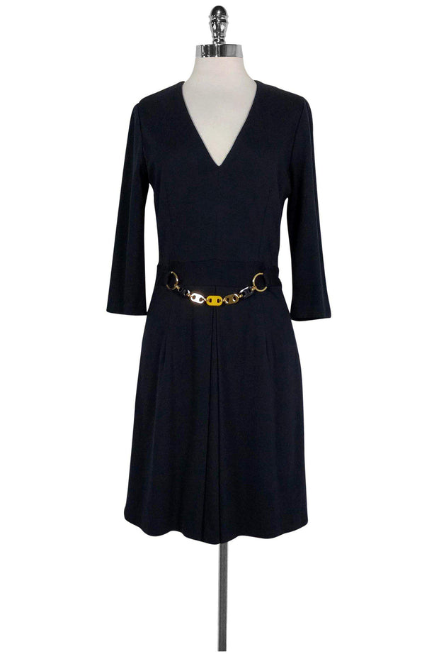 Current Boutique-Milly - Navy Blue V-Neck Dress Sz M
