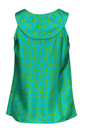 Current Boutique-Milly - Bright Green & Blue Printed Embellished Top Sz 0