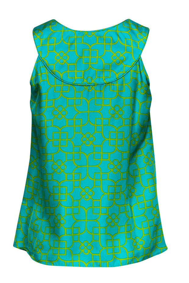 Current Boutique-Milly - Bright Green & Blue Printed Embellished Top Sz 0