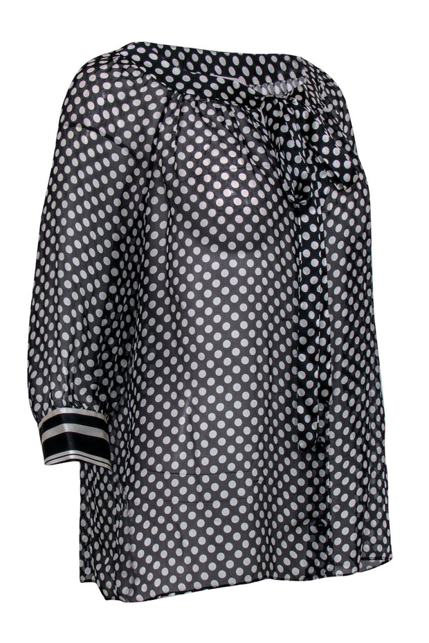 Current Boutique-Milly - Black & White Polka Dot Button-Up Blouse Sz 8