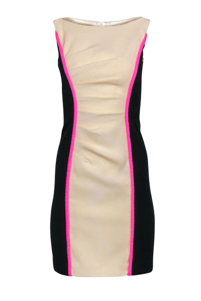 Current Boutique-Milly - Cream & Black Color Block Fitted Sheath Dress Sz 0