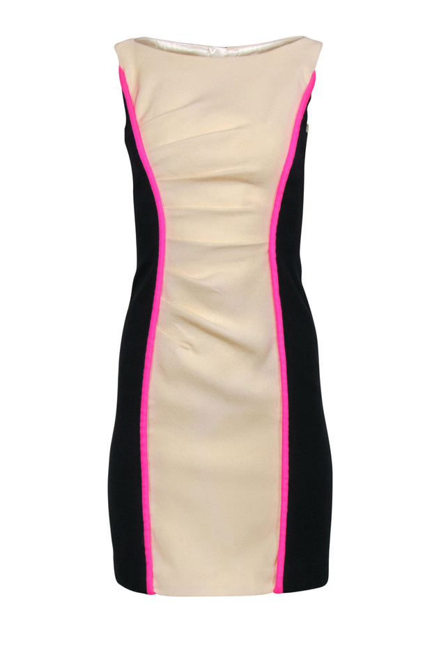 Current Boutique-Milly - Cream & Black Color Block Fitted Sheath Dress Sz 0
