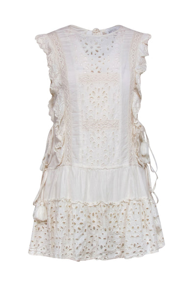 Current Boutique-MISA Los Angeles - Cream Cap Sleeve Eyelet Dress Sz XS