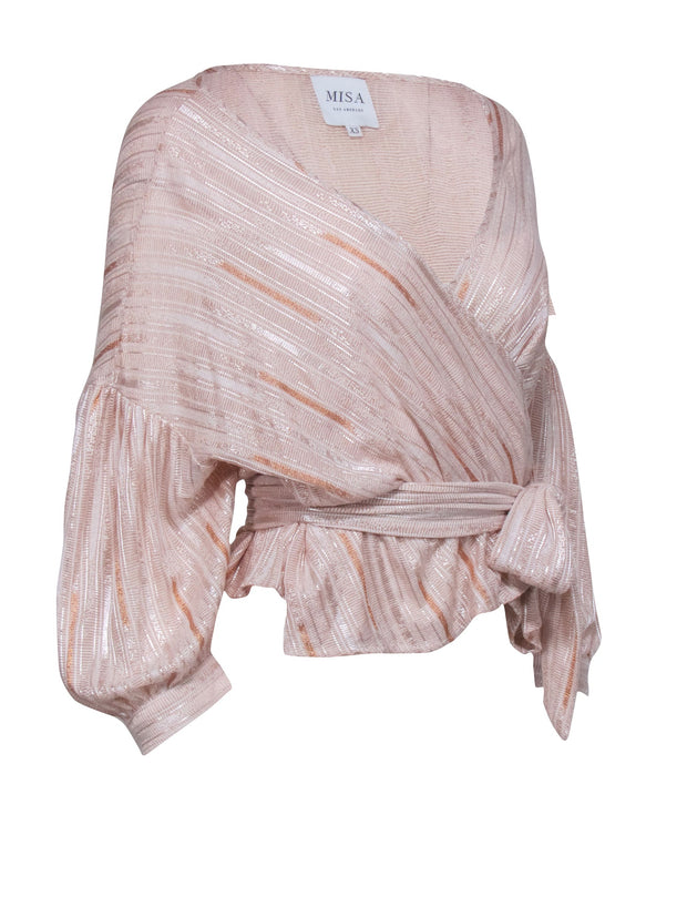 Current Boutique-Misa – Rose Gold Stripe Surplice Top Sz XS