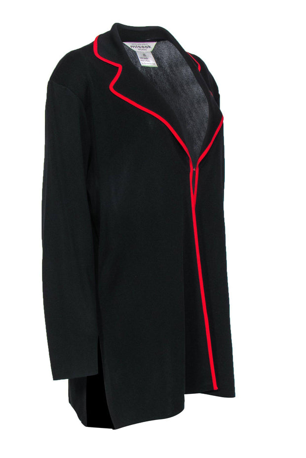 Current Boutique-Misook - Black Knit Blazer w/ Red Trim Sz 1X