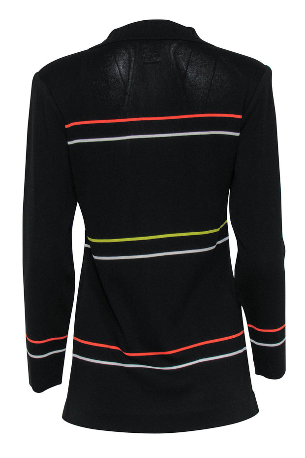 Current Boutique-Misook - Black Striped Ribbed Collared Tunic Sz XS