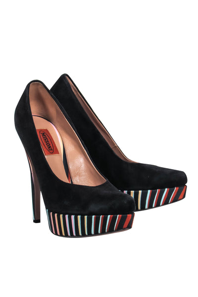 Current Boutique-Missoni - Black Suede Platform Pumps w/ Printed Satin Sz 6
