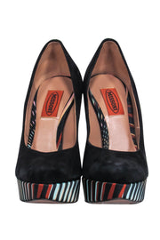 Current Boutique-Missoni - Black Suede Platform Pumps w/ Printed Satin Sz 6