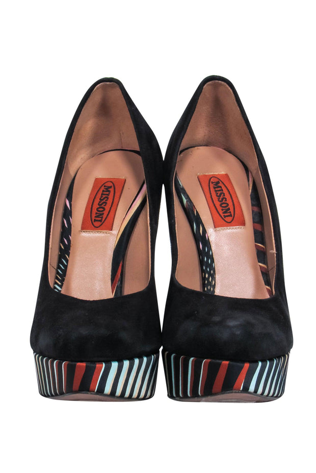 Current Boutique-Missoni - Black Suede Platform Pumps w/ Printed Satin Sz 6