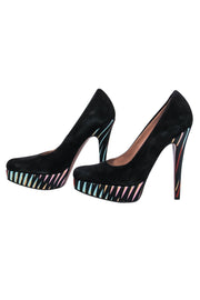 Current Boutique-Missoni - Black Suede Platform Pumps w/ Printed Satin Sz 6