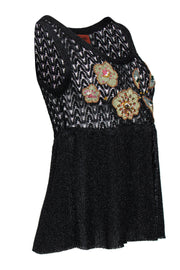 Current Boutique-Missoni - Black Metallic Knit Floral Tank w/ Sequins Sz S