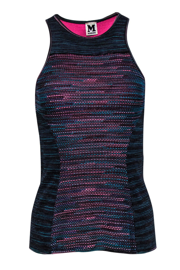 Current Boutique-Missoni - Black & Multicolor Fitted Racer Tank Sz S