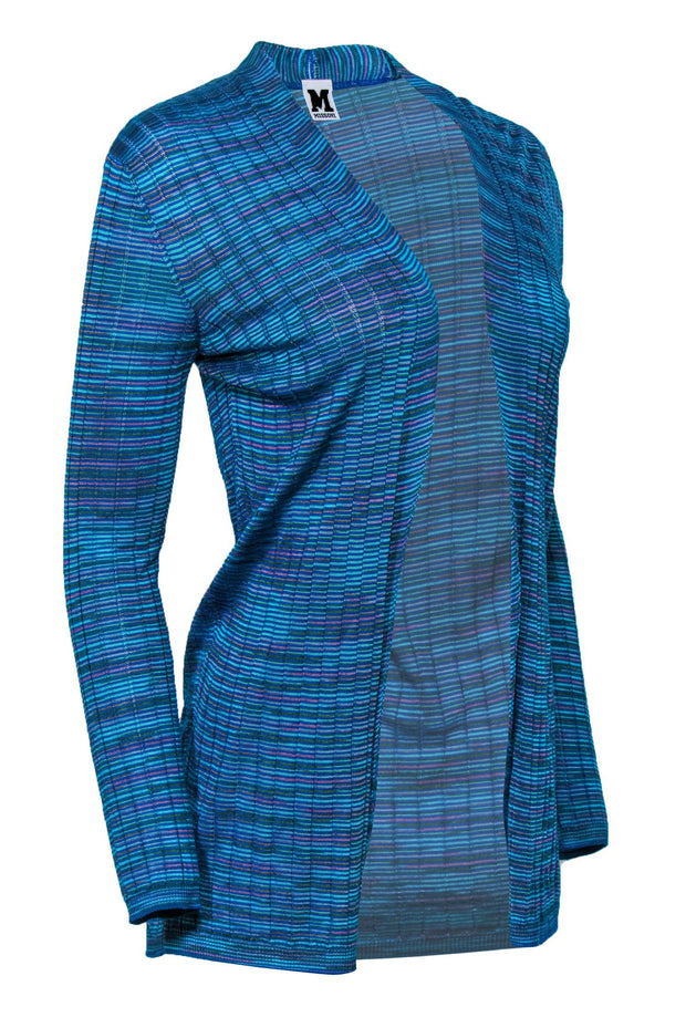 Current Boutique-M Missoni - Blue, Purple & Green Marbled Open Front Knit Cardigan Sz 2