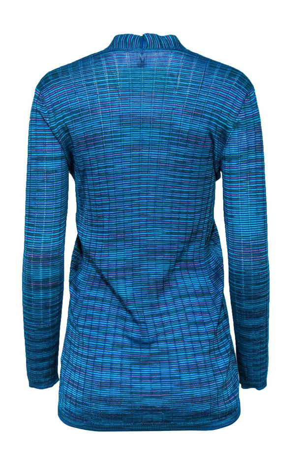 Current Boutique-M Missoni - Blue, Purple & Green Marbled Open Front Knit Cardigan Sz 2
