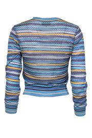 Current Boutique-Missoni Sport - Blue & Yellow Chevron Print Cropped Button-Up Cardigan Sz 8