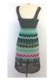 Current Boutique-M Missoni - Grey, Green & Pink Chevron Knit Tank Dress Sz 4