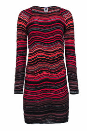 Current Boutique-M Missoni - Red, Black & Coral Long Sleeve Knit Bodycon Dress Sz 6