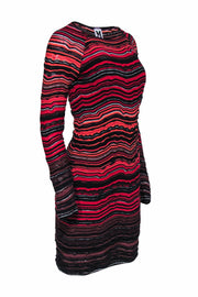 Current Boutique-M Missoni - Red, Black & Coral Long Sleeve Knit Bodycon Dress Sz 6