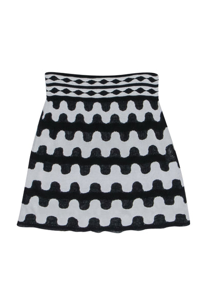 Current Boutique-M Missoni - Black & White Knit Mini Skirt Sz 6