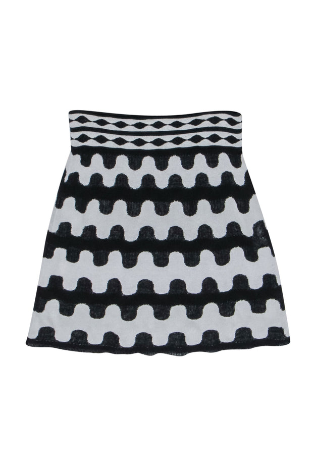 Current Boutique-M Missoni - Black & White Knit Mini Skirt Sz 6