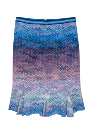 Current Boutique-Missoni - Blue & Purple Scalloped Midi Knit Skirt w/ Pleats Sz 6