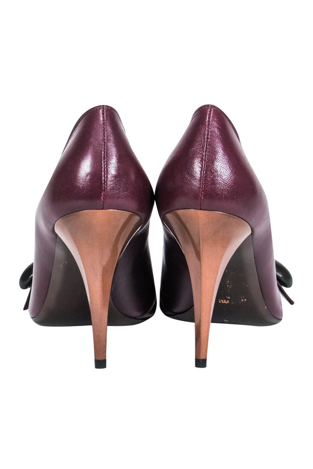 Current Boutique-Miu Miu - Burgundy Leather Rounded Toe Pumps Sz 9