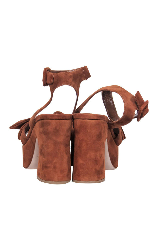 Current Boutique-Miu Miu - Brown Suede Platform Sandals w/ Bows Sz 6.5