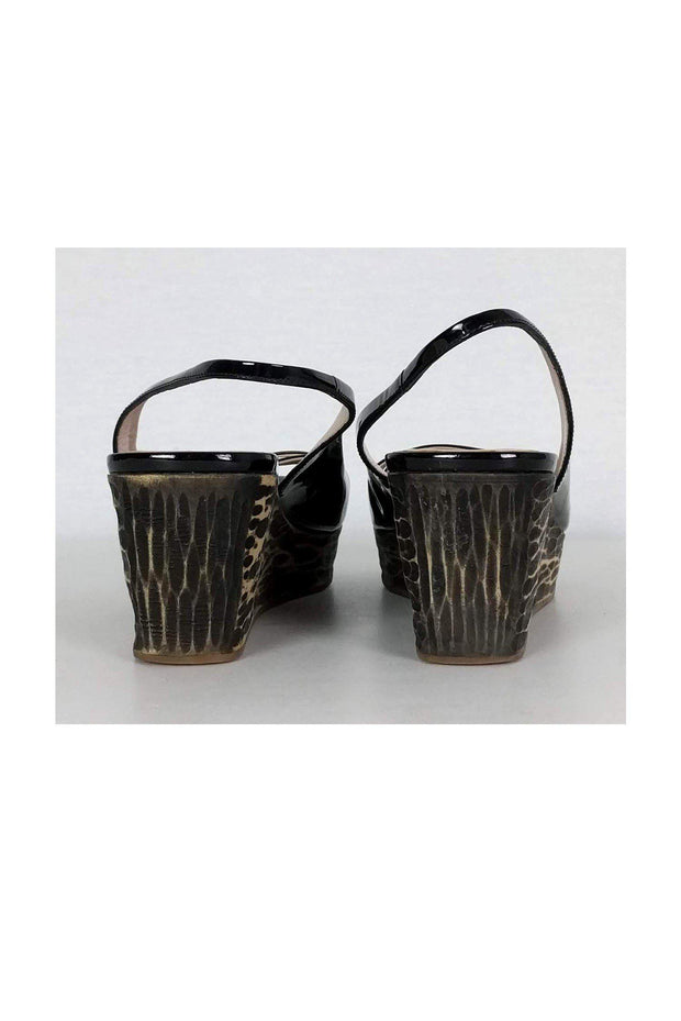 Current Boutique-Miu Miu - Black Patent Leather Wedges Sz 8