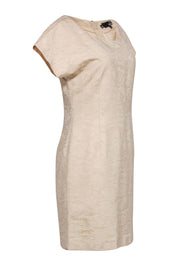Current Boutique-Love Moschino - Sand Colored Floral Scoop Neck Sheath Dress Sz 8