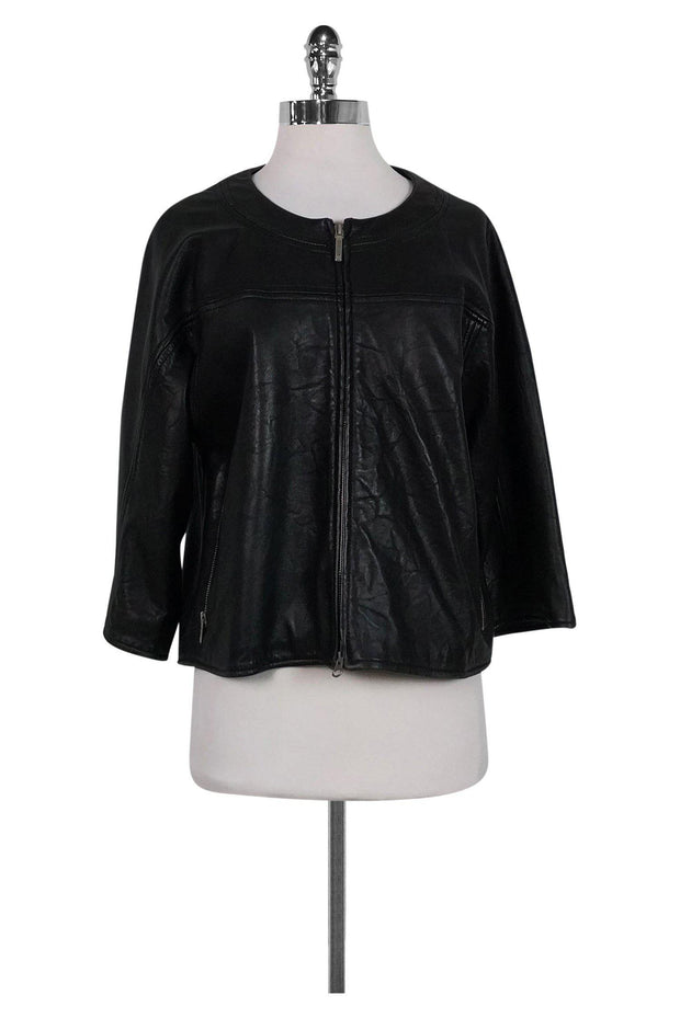 Current Boutique-Love Moschino - Black Leather Jacket Sz 6