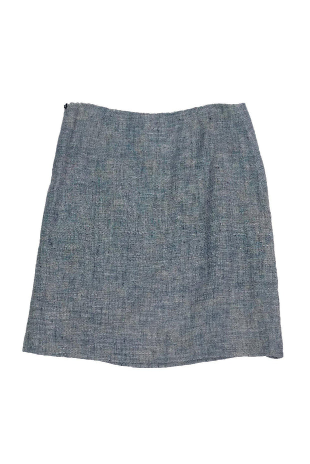 Current Boutique-Moschino - White & Blue Pencil Skirt Sz 12