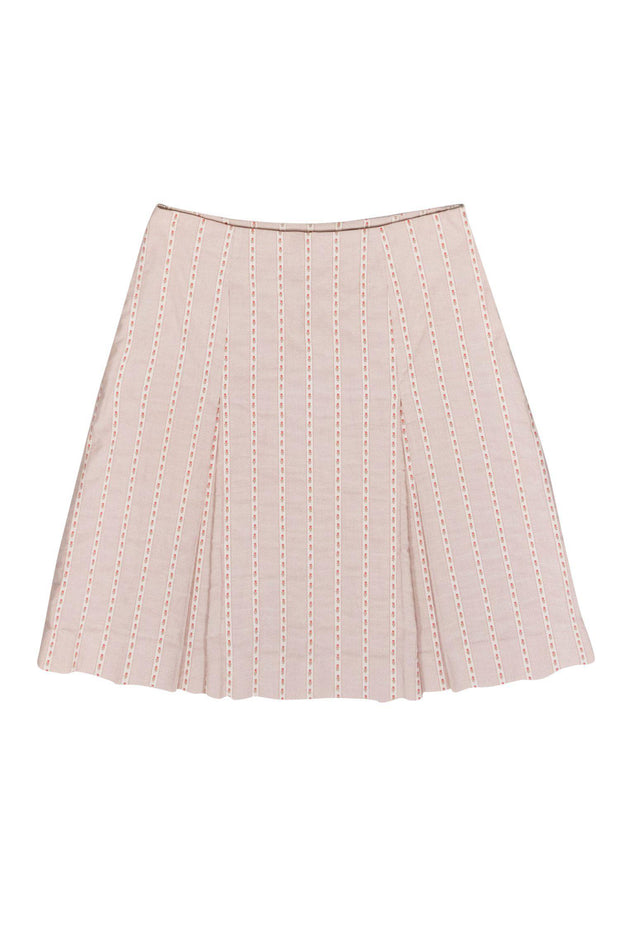 Current Boutique-Moschino Cheap & Chic - Pink Floral Striped Pleated A-Line Skirt Sz 6