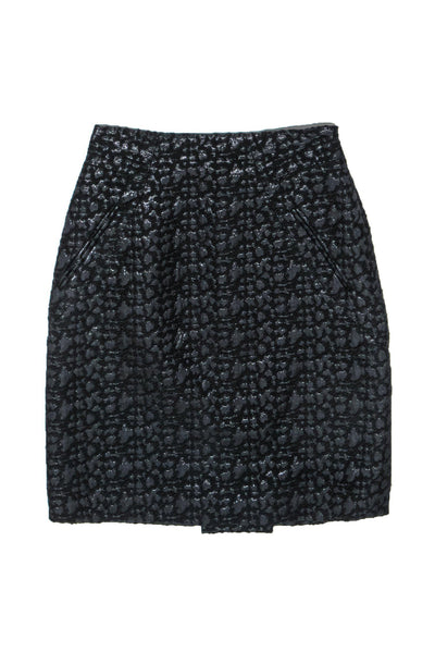 Current Boutique-Moschino - Black Textured Metallic Pencil Skirt Sz 8