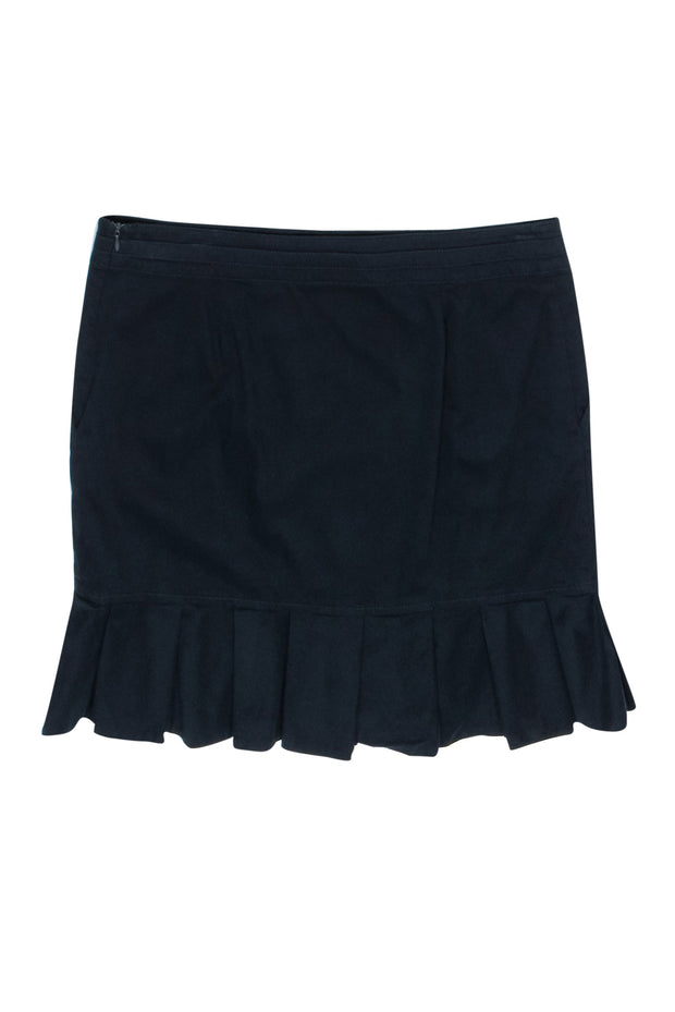 Current Boutique-Love Moschino - Navy Pleated Hem Miniskirt w/ Charm Waistband Sz 8
