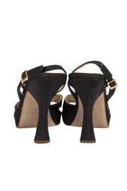 Current Boutique-Moschino - Brown Strappy Slingback Sandals w/ Golden Heart Sz 7.5