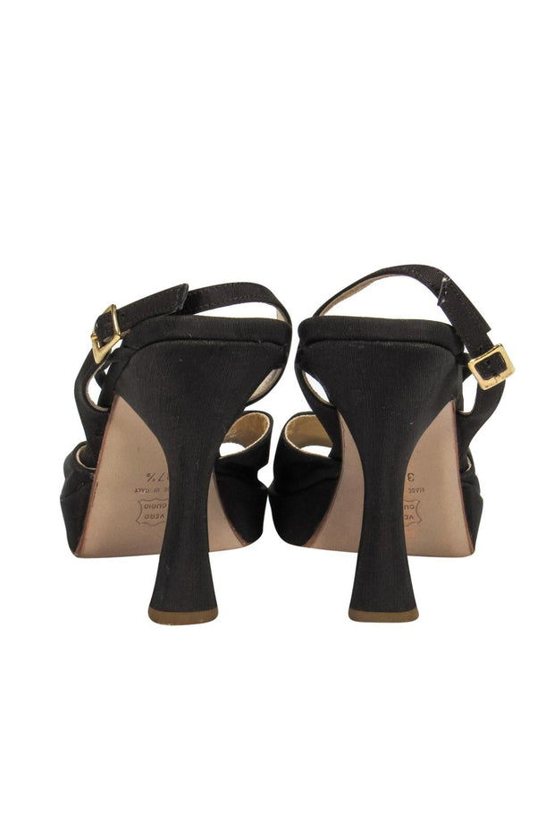 Current Boutique-Moschino - Brown Strappy Slingback Sandals w/ Golden Heart Sz 7.5