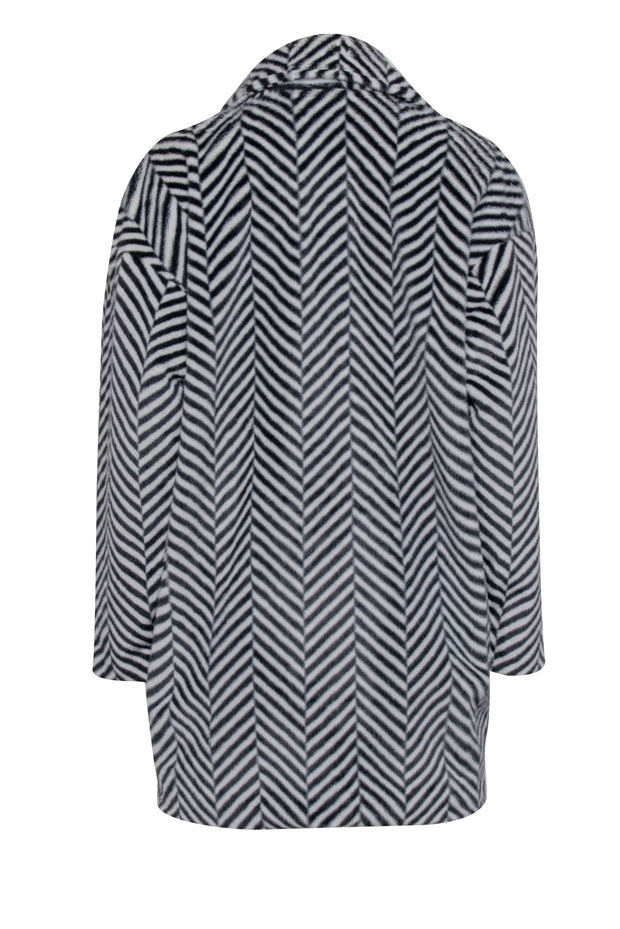 Current Boutique-Mossman - White Faux Fur Coat w/ Black Pattern Sz 4