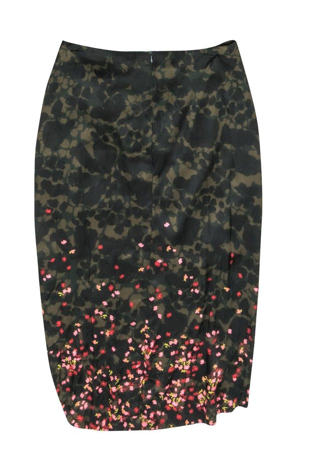 Current Boutique-Mother of Pearl - Camo Floral Midi Skirt w/ Pearl Brooch Sz 14