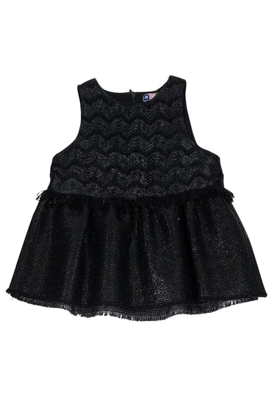Current Boutique-MSGM - Black Basket Weave Peplum Tank Sz S