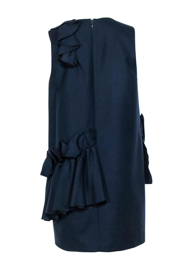 Current Boutique-MSGM - Navy Wool Ruffle Shift Dress Sz 10